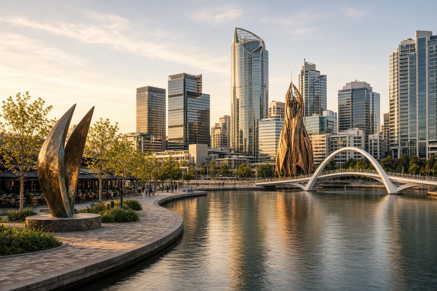 Elizabeth Quay waterfront precinct on the Swan River in Perth