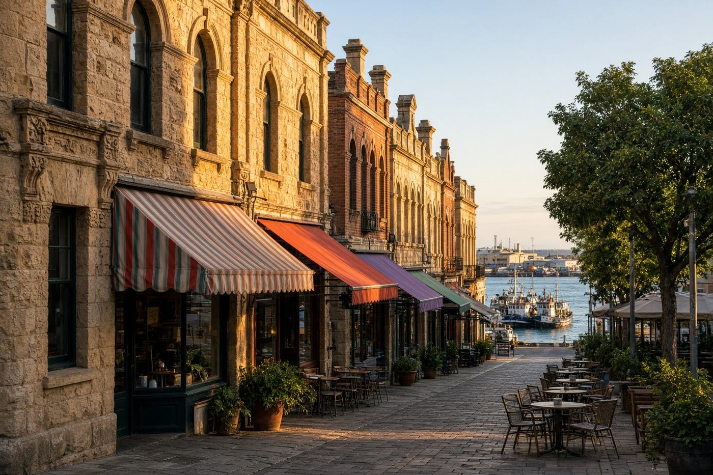 Historic limestone streetscape in Fremantle near Perth