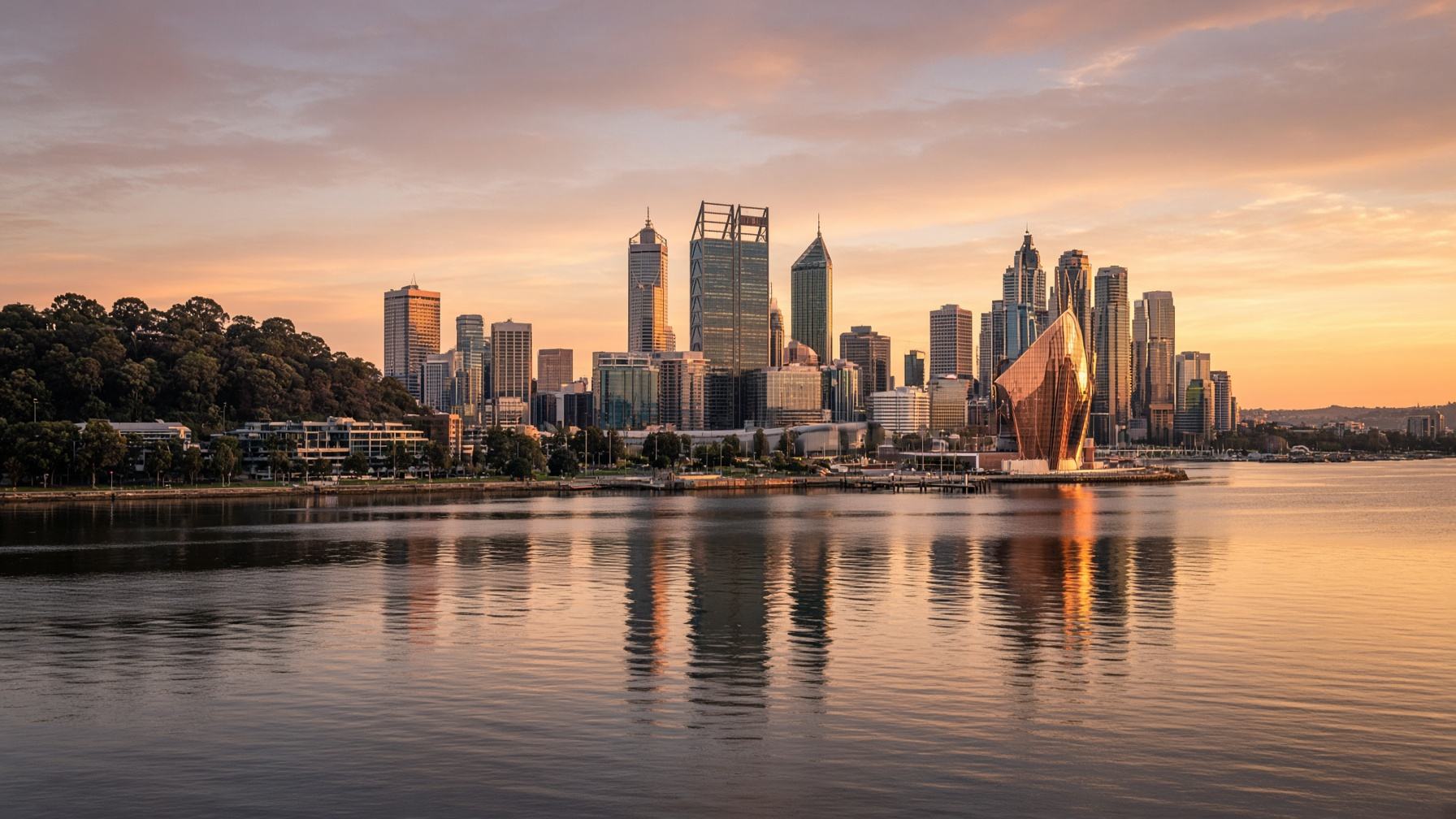 Perth skyline and Swan River in Western Australia